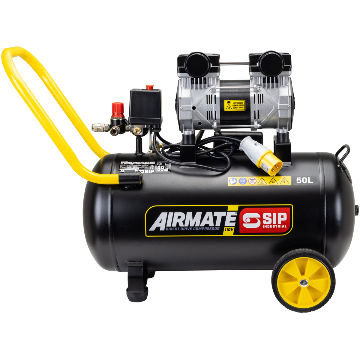 SIP AIRMATE® 110V 50L 2hp Low Noise Oil-Free Direct Drive Compressor
